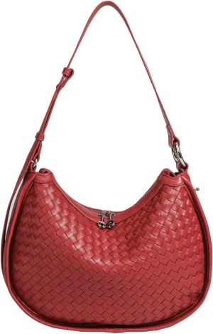 Crescent Shoulder Bag for Women, Woven Crossbody Bag, Small Clutch Purse, Hobo Tote Handbags with Detachable Straps