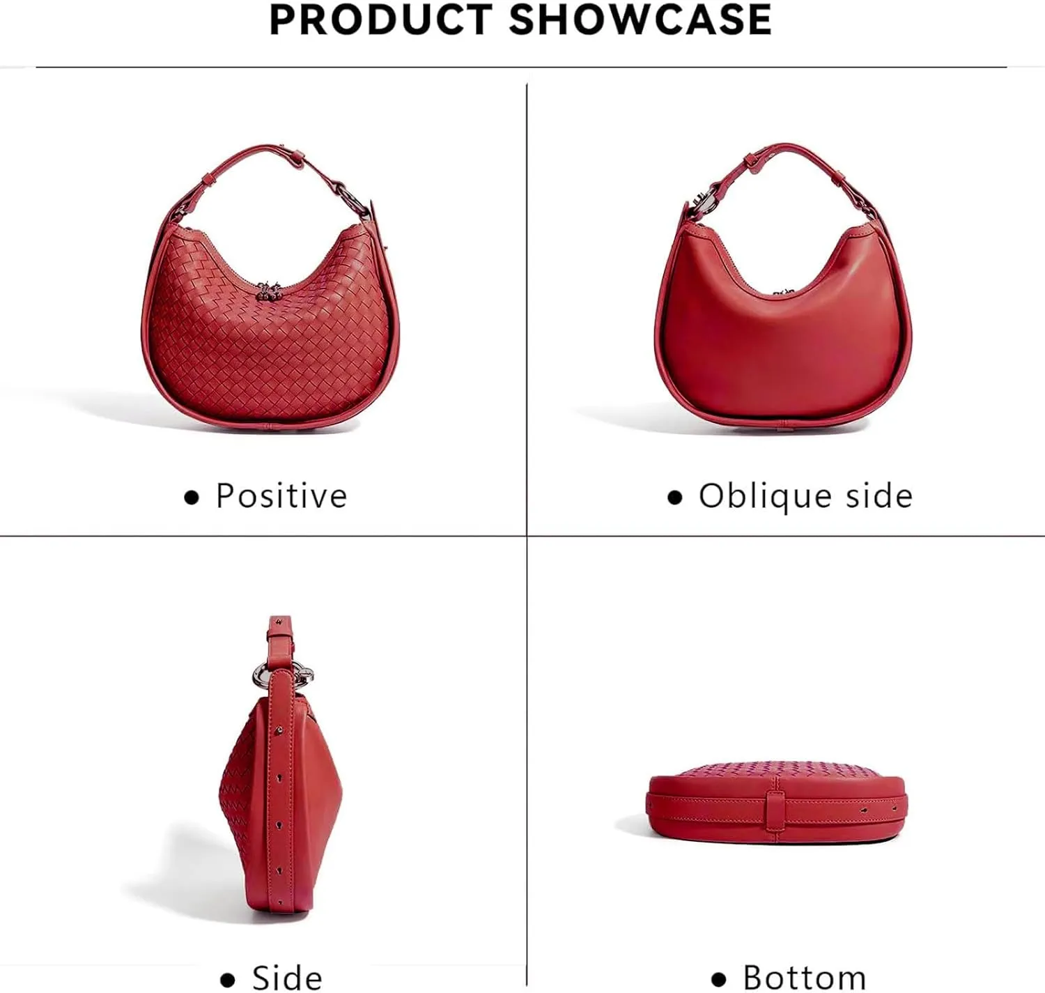 Crescent Shoulder Bag for Women, Woven Crossbody Bag, Small Clutch Purse, Hobo Tote Handbags with Detachable Straps