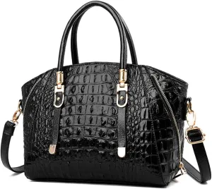 Crocodile Pattern Handbags for Women PU Leather Satchel Shoulder Bag Ladies Zipper Totes Purse Top Handle Bags
