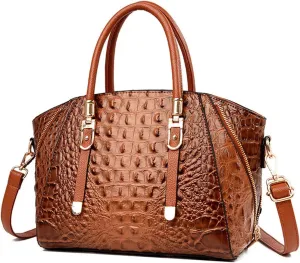 Crocodile Pattern Handbags for Women PU Leather Satchel Shoulder Bag Ladies Zipper Totes Purse Top Handle Bags