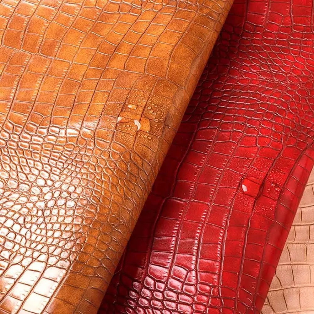 Crocodile Patterned Leather Soft Waterproof Synthetic Fabric Material,Vinyl Faux Leather Sheets,Durable,Replacement Renovate for Car,Furniture, Sofa (Light Blue,39x50 inch)