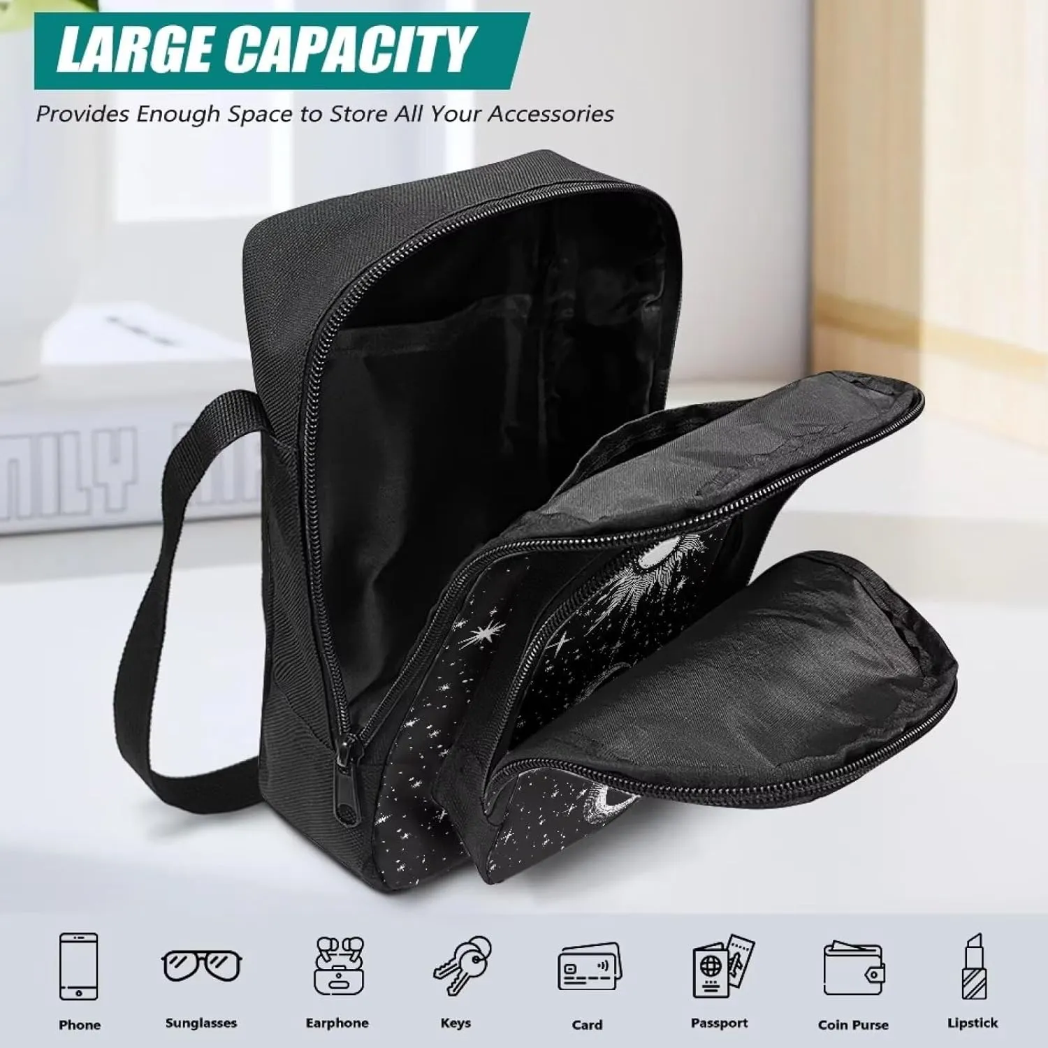 Cross-body Bag for Women Small Purse with Double Layer Zipper Pockets Shoulder Crossbody