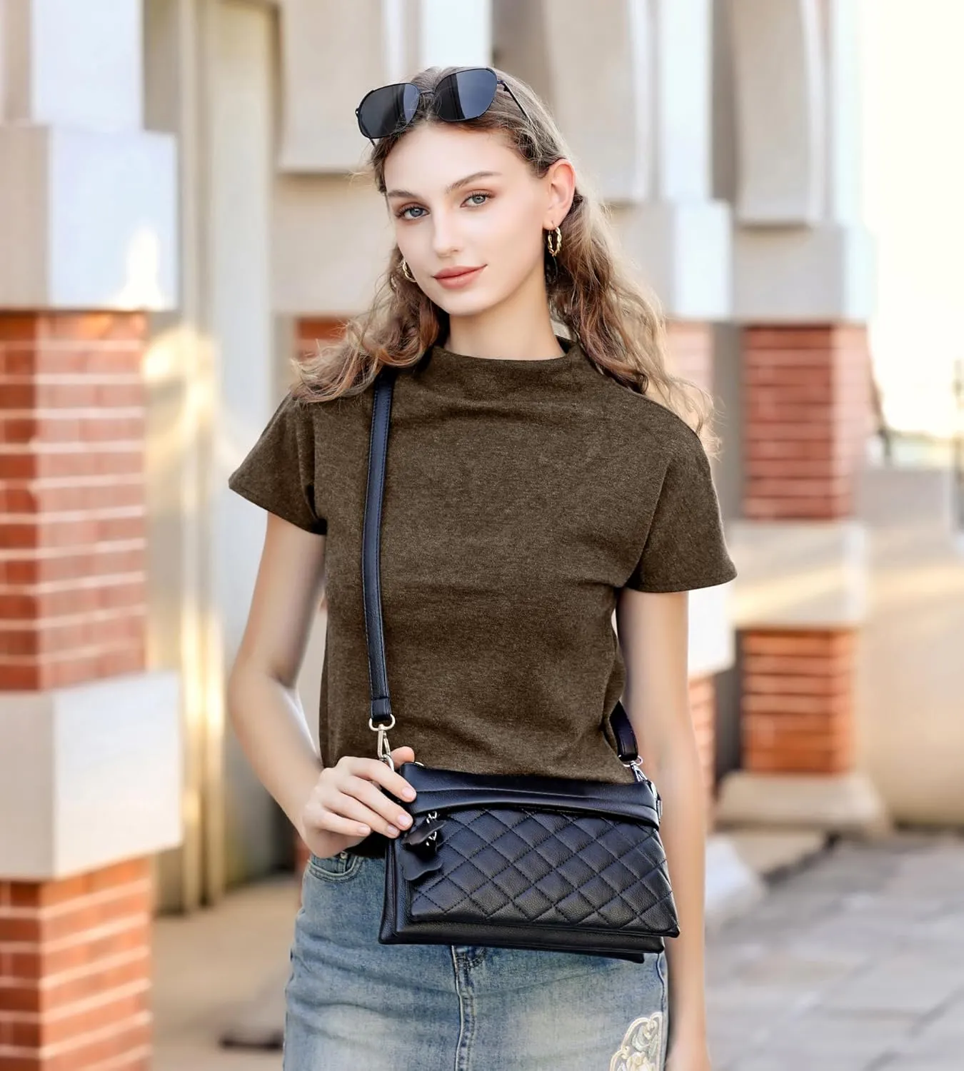 Crossbody Bags for Women Handbags, PU leather satchel Shoulder Bag Tote Bag Clutch Purse (Apricot)