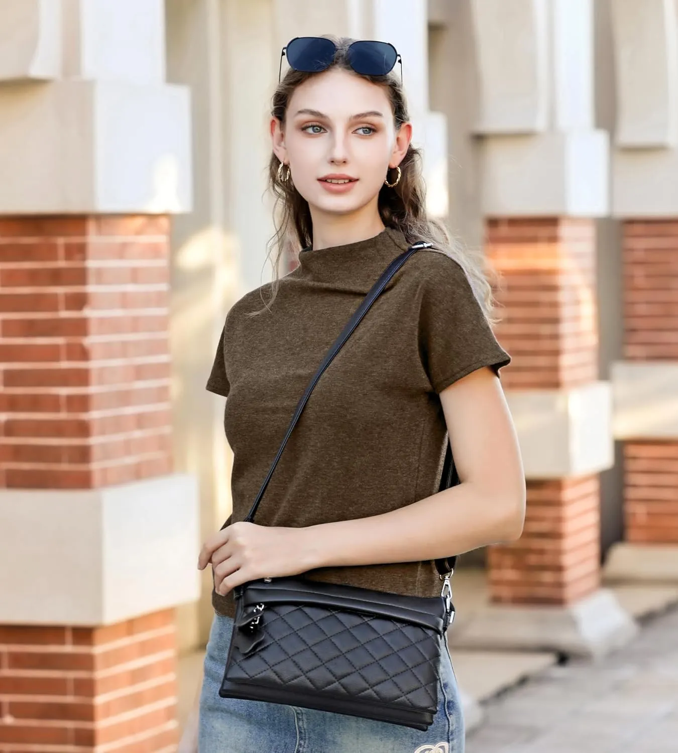 Crossbody Bags for Women Handbags, PU leather satchel Shoulder Bag Tote Bag Clutch Purse (Apricot)