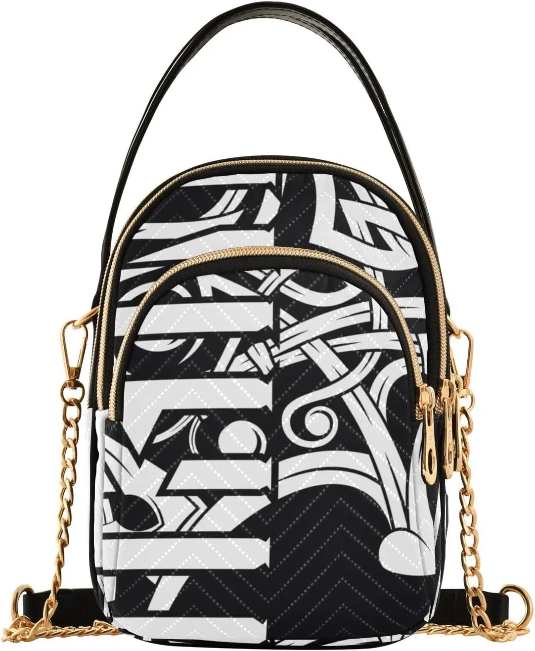 Crossbody Handbags Sling Bags Fierce Wolf Scandinavian Myth Phone Bag for Women Cross Body Purse Fanny Pack with Leather Handheld and Golden Chain for Traveling Daily