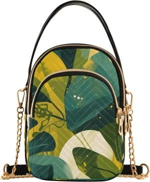 Crossbody Handbags Sling Bags Symbolic Symbols Of Plants Phone Bag for Women Cross Body Purse Fanny Pack with Leather Handheld and Golden Chain for Traveling Daily