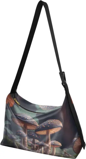 Crossbody Purse Shoulder Bag for Women-Mushroom Colonies Print, Large Capacity Leather Handbags Zipper Closure with Fabric Strap