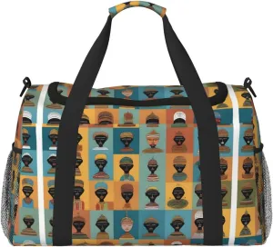 Cultural Icons Large Capacity Crossbody Travel Bag with Nylon Zippers, Shoulder Strap, and Multiple Pockets