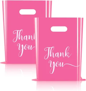 Cupplation Pink Thank You Merchandise Bags,Large 12x15 inches 100 Pack, Extra Thick1.85 Mil, Retail Plastic Shopping Merchandise Gift Bags Tear Resistant Strong Durable Anti Stretch, 100% Recyclable