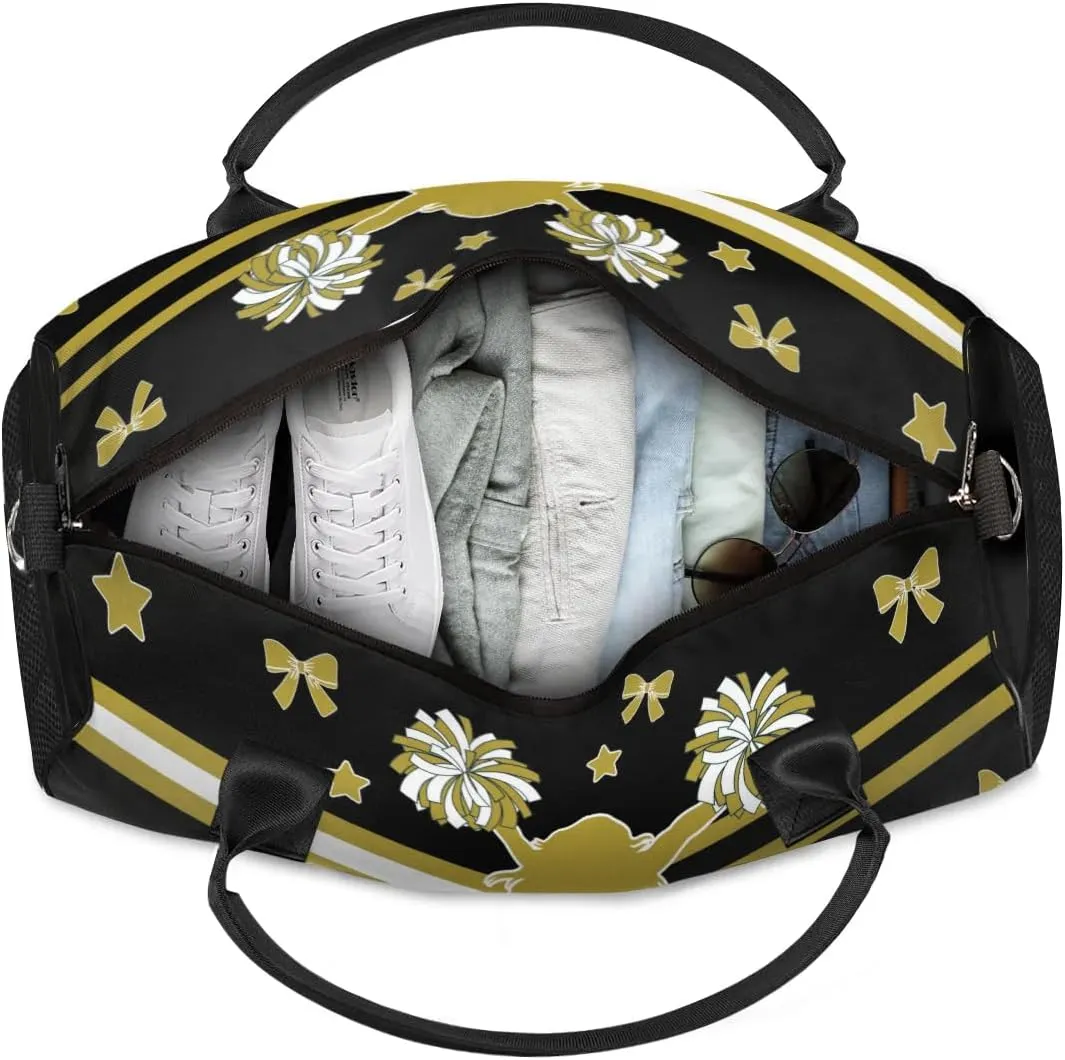 Custom Cheer Name Sport Duffel Bag Gym Bag Personalized Cheer Bags for Cheerleaders, Travel Overnight Weekender Bags, Brown