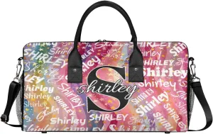 Custom Gym Bag Sports Bag, Personalized Name Duffel Bag Travel Weekender Bags Waterproof Overnight Carry on Bag with Name, Abstract Striped