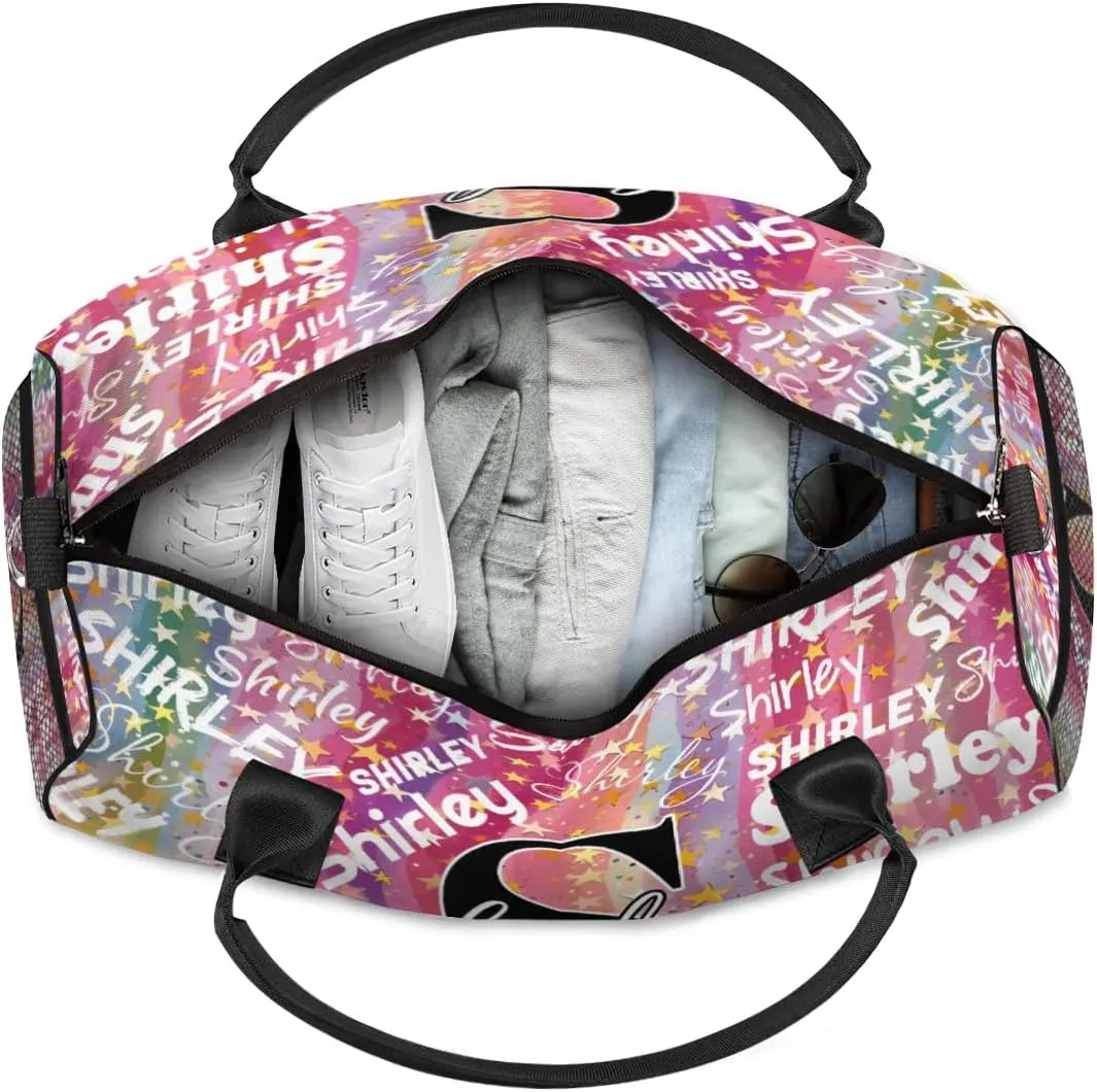 Custom Gym Bag Sports Bag, Personalized Name Duffel Bag Travel Weekender Bags Waterproof Overnight Carry on Bag with Name, Abstract Striped