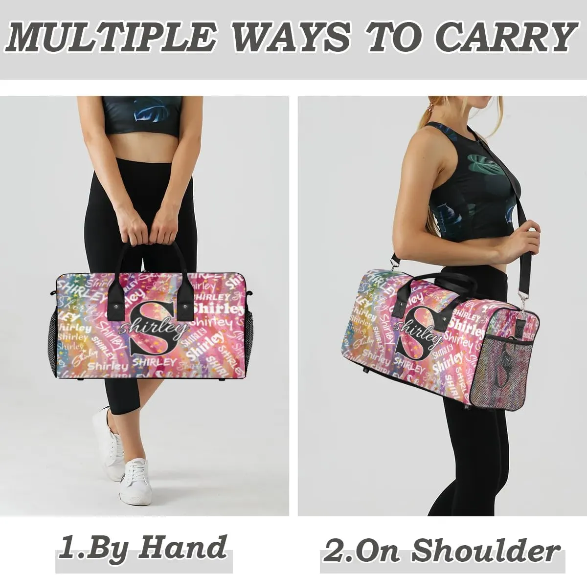 Custom Gym Bag Sports Bag, Personalized Name Duffel Bag Travel Weekender Bags Waterproof Overnight Carry on Bag with Name, Abstract Striped