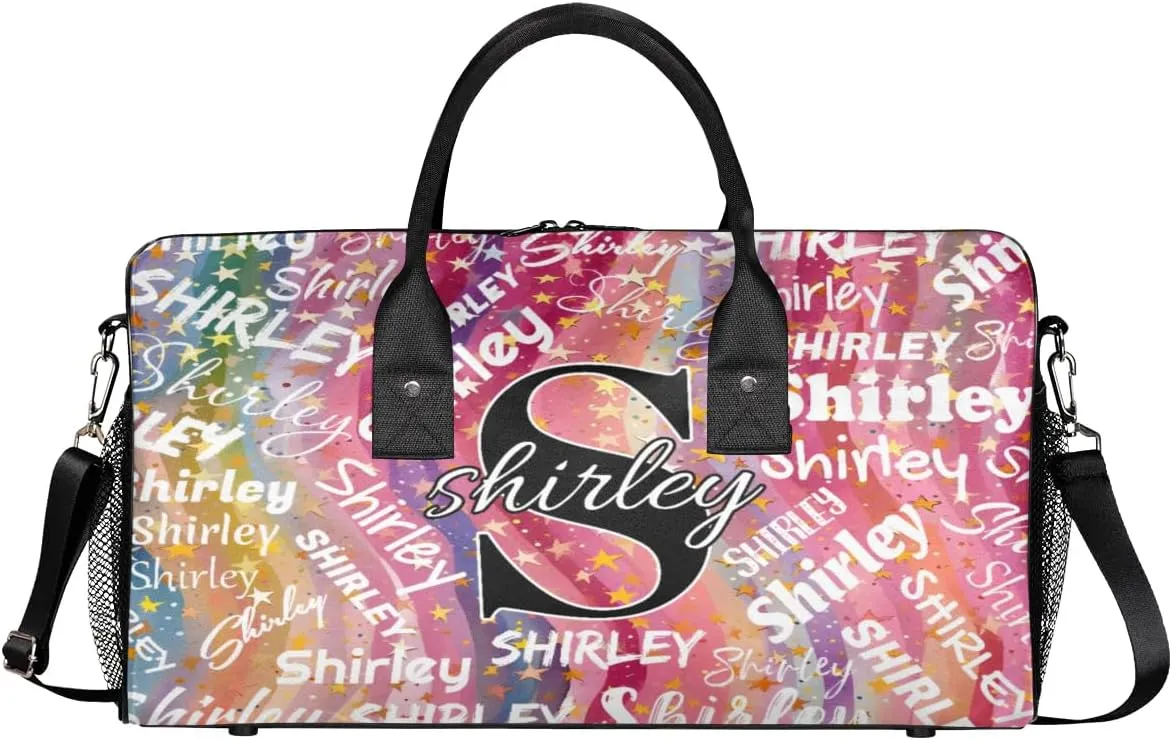 Custom Gym Bag Sports Bag, Personalized Name Duffel Bag Travel Weekender Bags Waterproof Overnight Carry on Bag with Name, Abstract Striped