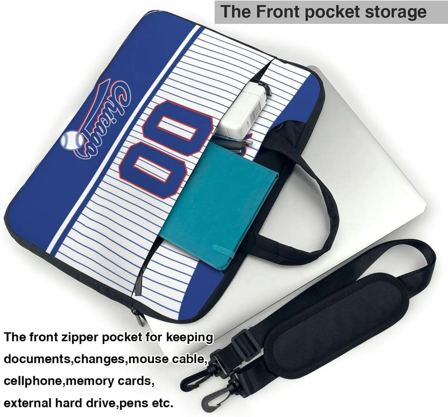 Custom Laptop Bag Baseball Fans Gifts Custom City Classic Laptop Shoulder Bag Briefcase Protective Messenger Bag