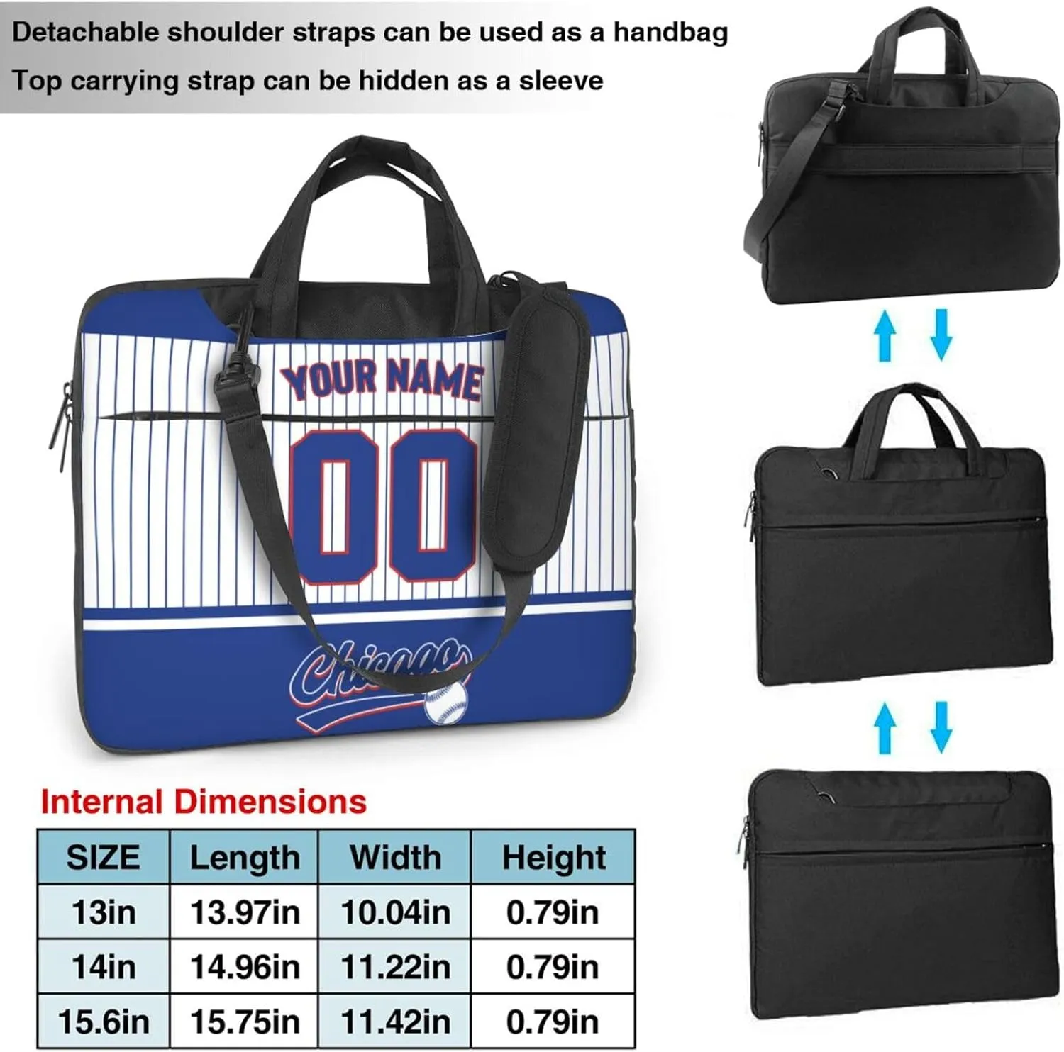 Custom Laptop Bag Baseball Fans Gifts Custom City Classic Laptop Shoulder Bag Briefcase Protective Messenger Bag