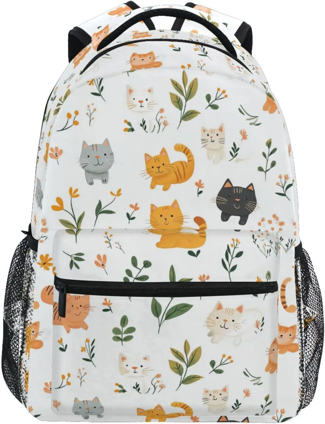 Cute Backpack for Men and Women Waterproof Backpack with Chest Strap Gift Men & Women Cartoon Sweet Cat White