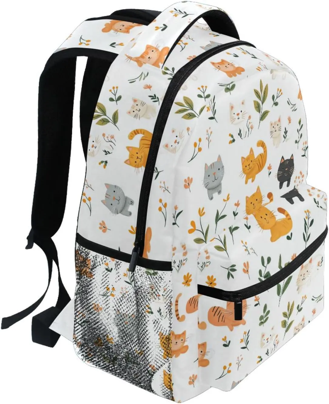 Cute Backpack for Men and Women Waterproof Backpack with Chest Strap Gift Men & Women Cartoon Sweet Cat White