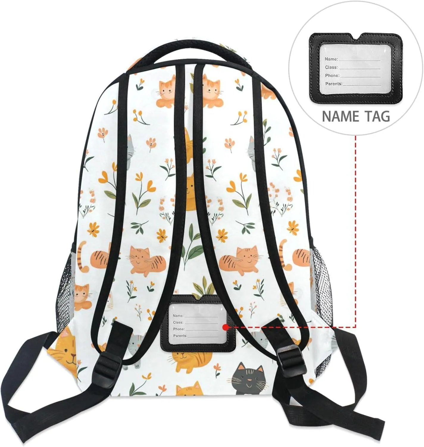 Cute Backpack for Men and Women Waterproof Backpack with Chest Strap Gift Men & Women Cartoon Sweet Cat White