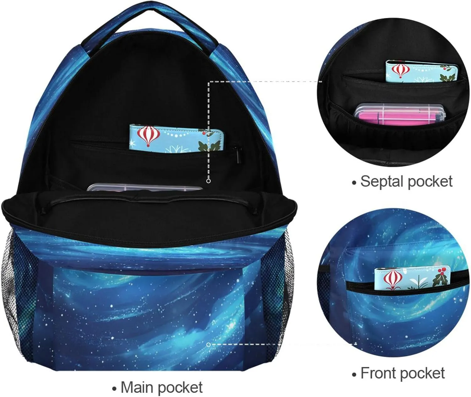 Cute Backpack for Women Men Fashion Diaper Bag Backpack with Chest Strap for Travel Trip Blue Spiral Galaxy