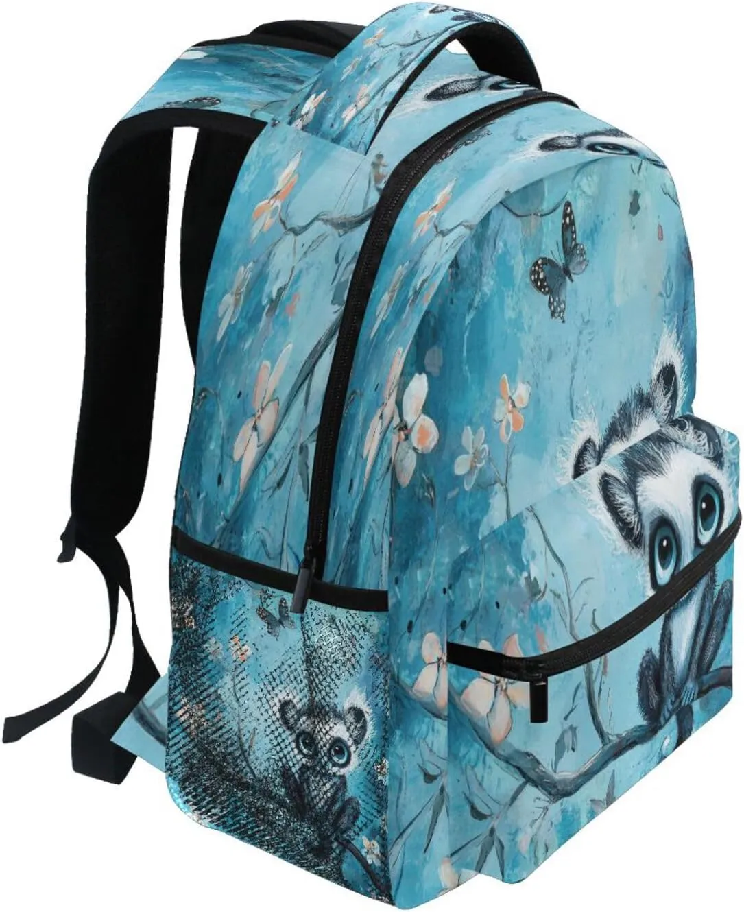Cute Backpack for Women Men Waterproof Business Work Bag with Chest Strap for Business Work College Travel Trip Cute Lemur Turquoise