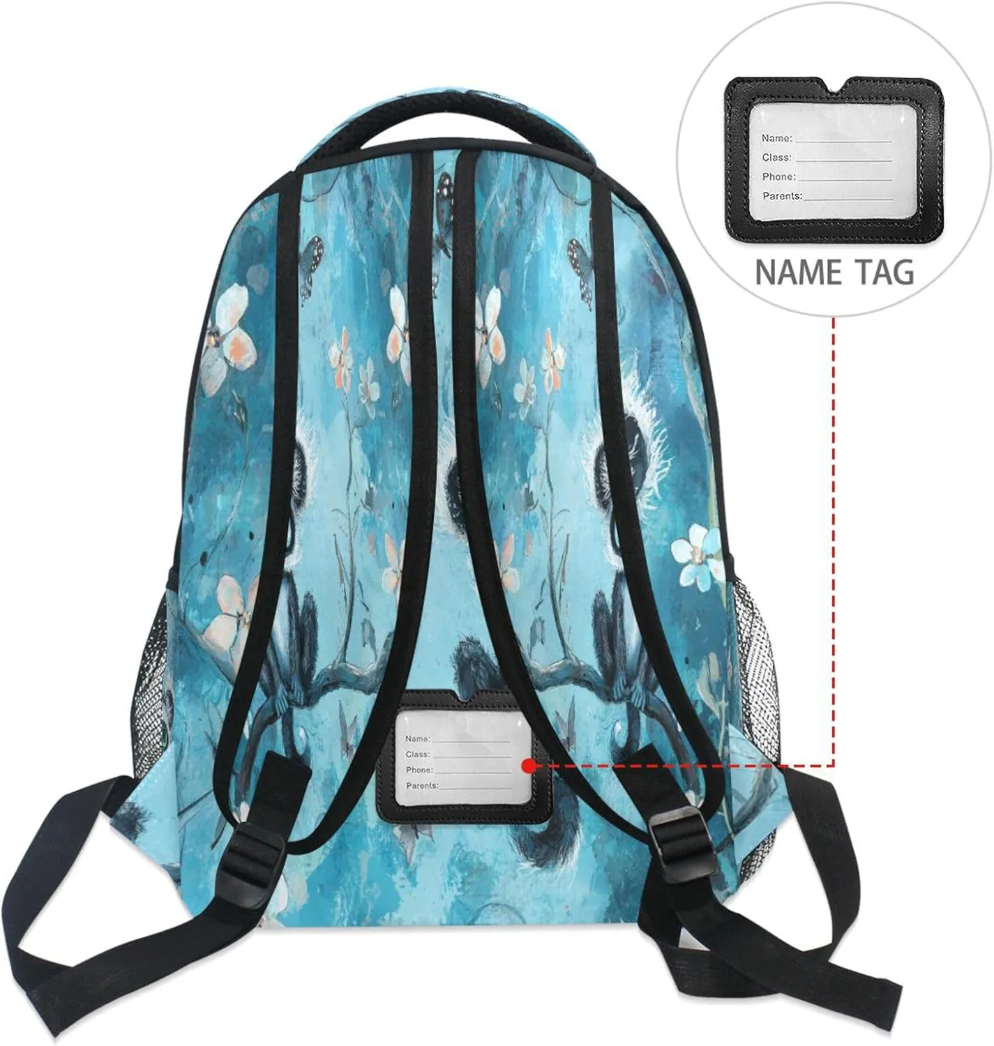 Cute Backpack for Women Men Waterproof Business Work Bag with Chest Strap for Business Work College Travel Trip Cute Lemur Turquoise