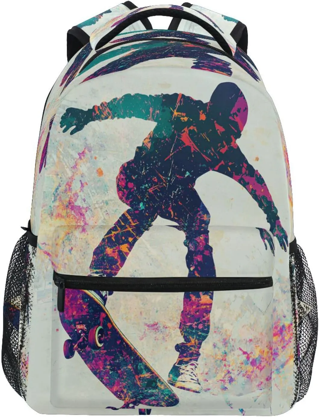 Cute Backpack for Women Men Waterproof Sports Backpack with Chest Strap for Travel Trip Skateboard