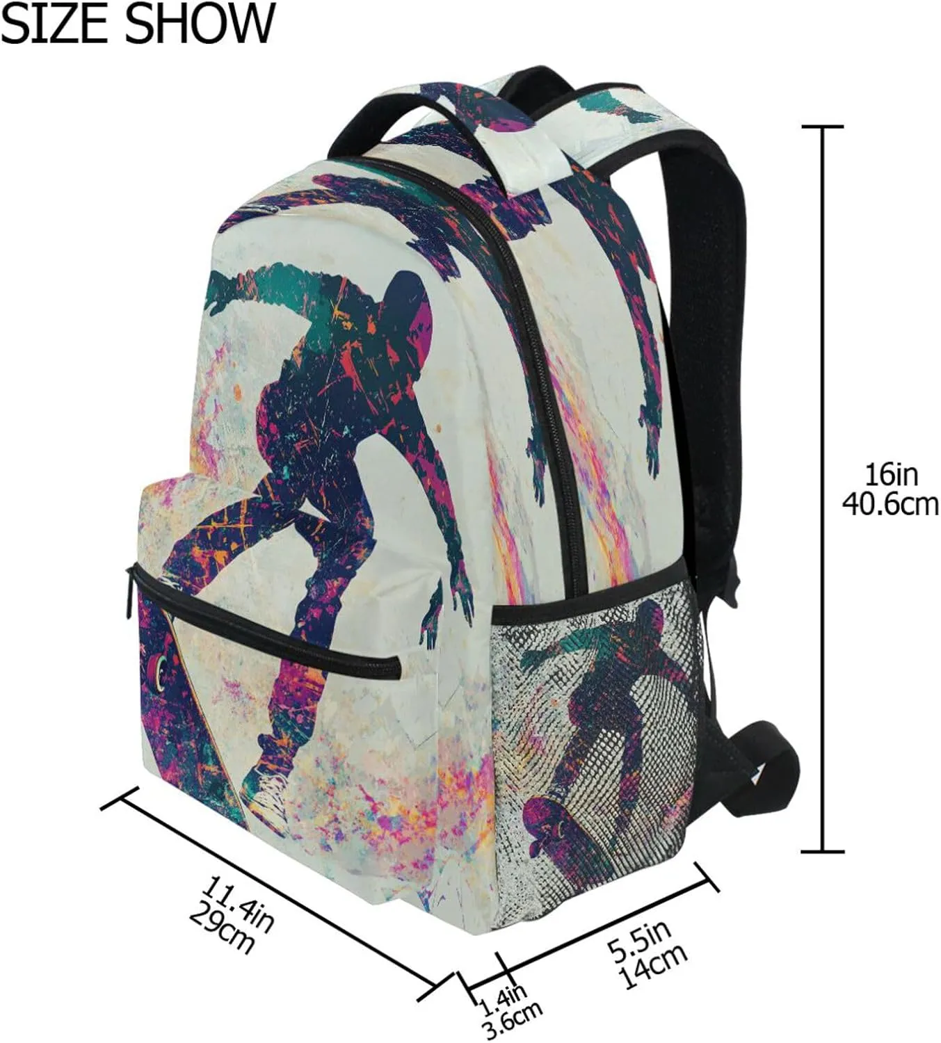 Cute Backpack for Women Men Waterproof Sports Backpack with Chest Strap for Travel Trip Skateboard