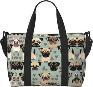 Cute Chihuahua Pug Pattern Duffel Bags for Traveling - Lightweight Personal Item Travel Bags, Gym Bags for Men and Women