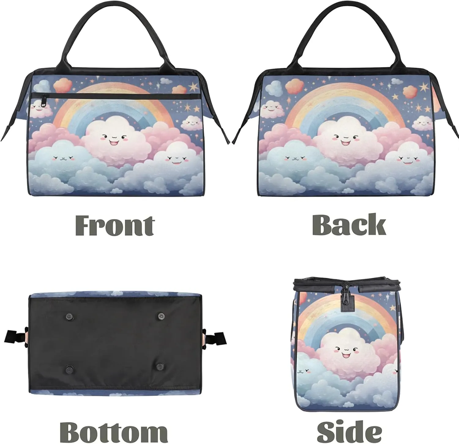 Cute Clouds Colorful Travel Duffel Bag Gym Tote Bag for Women Men Waterproof Weekend Overnight Bag Carry On Tote Luggage with Pocket Personal Item Bags Sports Bag fit Travel Sports Gym Yoga