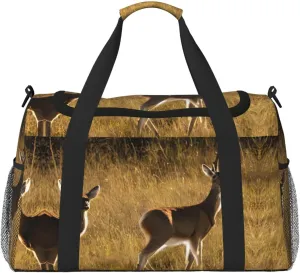 Cute Deers Print Weekender Bag Large Capacity Hand Travel Bag Carry On Tote Airplane Travel Tote