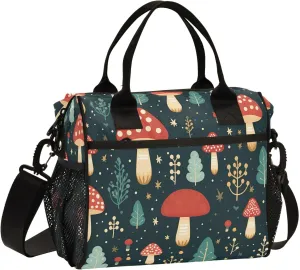 Cute Mushroom Red Large Insulated Lunch Bag for Office Work School Picnic Reusable Tote Bag, A05W23017, Medium