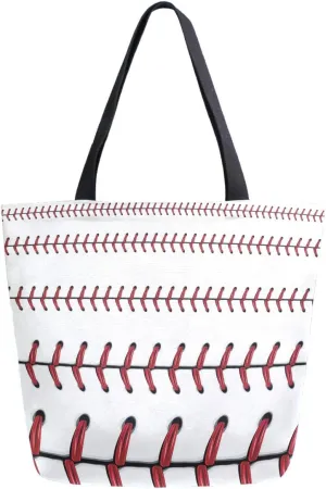 Cute Softball Baseball Red Lace Print Extra Large Canvas Portable Tote Shoulder Bag for Gym Beach Weekender Travel Daily Reusable Grocery Shopping