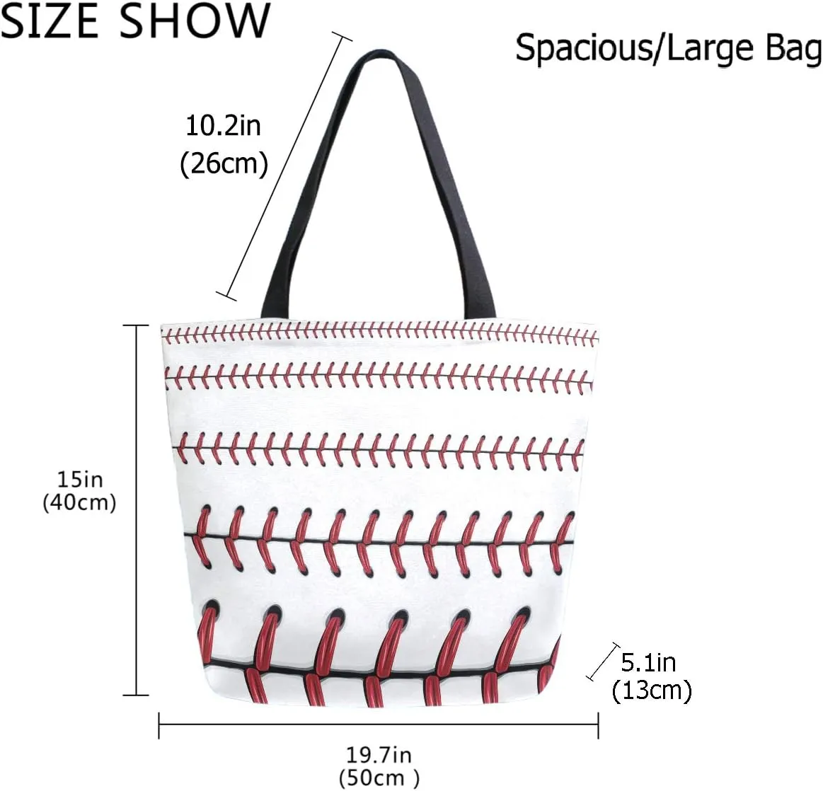 Cute Softball Baseball Red Lace Print Extra Large Canvas Portable Tote Shoulder Bag for Gym Beach Weekender Travel Daily Reusable Grocery Shopping