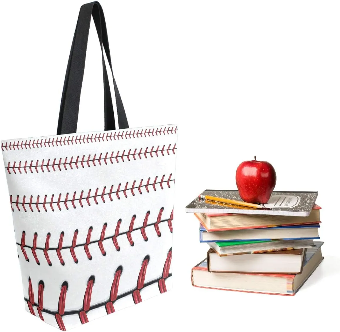 Cute Softball Baseball Red Lace Print Extra Large Canvas Portable Tote Shoulder Bag for Gym Beach Weekender Travel Daily Reusable Grocery Shopping