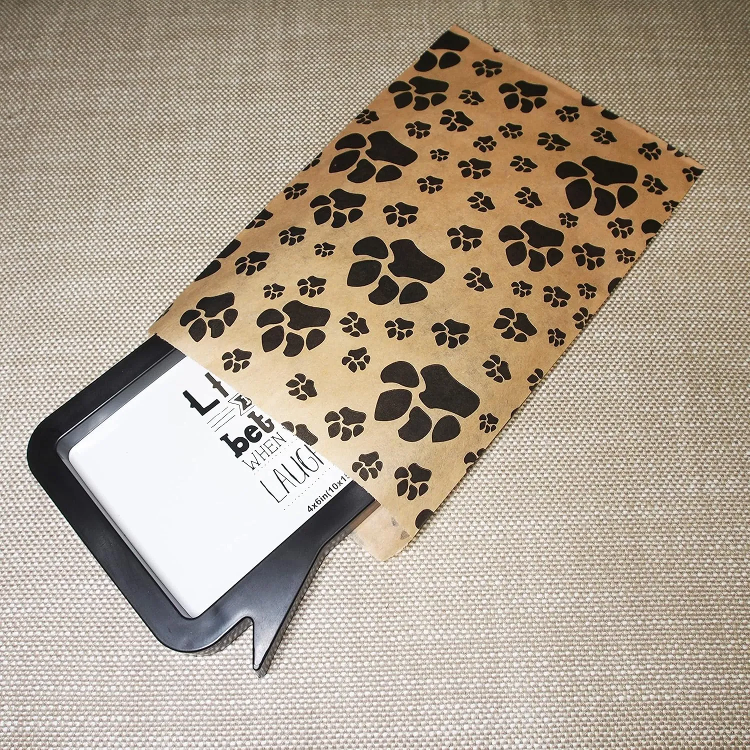 CuteBox Pawprint Kraft Flat Paper Gift Bags 100pcs (6" x 9") for Crafts, Party Favors, Retail, Merchandise, Tradeshows, Handmade Goods, Arts and Crafts, Outdoor Events, Holidays, Weddings