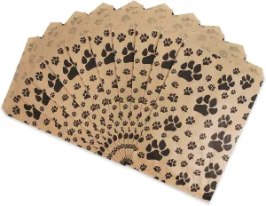 CuteBox Pawprint Kraft Flat Paper Gift Bags 100pcs (6" x 9") for Crafts, Party Favors, Retail, Merchandise, Tradeshows, Handmade Goods, Arts and Crafts, Outdoor Events, Holidays, Weddings