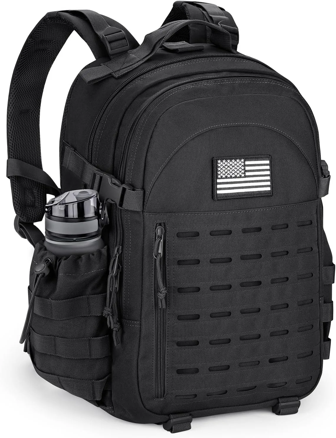 CVLIFE Tactical Backpack Military Molle Backpack for Men Women, Army Daypack with Laptop Compartment, 40L Assault Pack Rucksack Bug Out Bag for Outdoors Hiking Travel Camping, Black