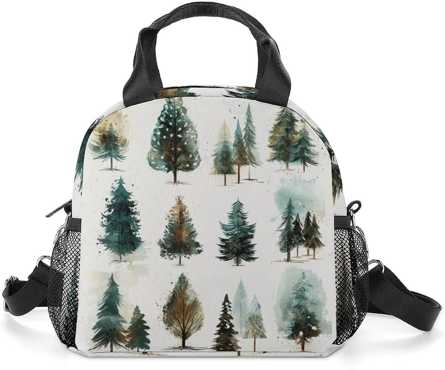 Cyan And Dark Brown Lunch Bag for Women Men Insulated Lunch Box Leakproof Lunch Tote Bag for Picnic Work Beach