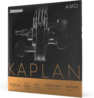 D'Addario Kaplan Amo Violin Strings - Full Set - KA310 4/4M - Violin Strings - 4/4 Scale, Medium Tension
