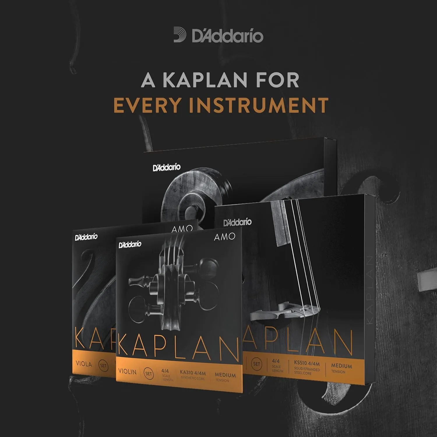 D'Addario Kaplan Forza Viola Strings - Full Set - K410 MM - Viola Strings - Medium Scale, Medium Tension
