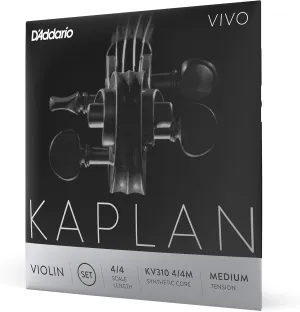 D'Addario Kaplan Vivo Violin Strings - Full Set - KV310 4/4M - Violin Strings - 4/4 Scale, Medium Tension