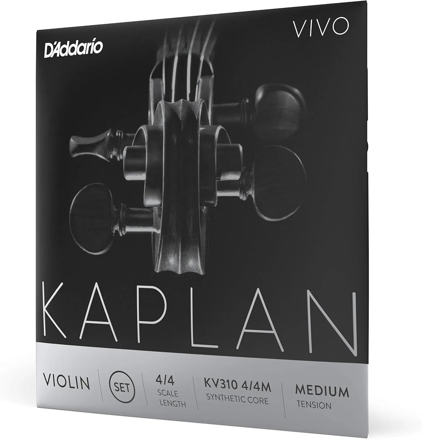 D'Addario Kaplan Vivo Violin Strings - Full Set - KV310 4/4M - Violin Strings - 4/4 Scale, Medium Tension