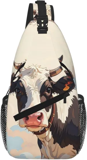 Dairy Cow Sling Bag For Women Men Travel Hiking Backpack Crossbody Shoulder Chest Bags Casual Daypack