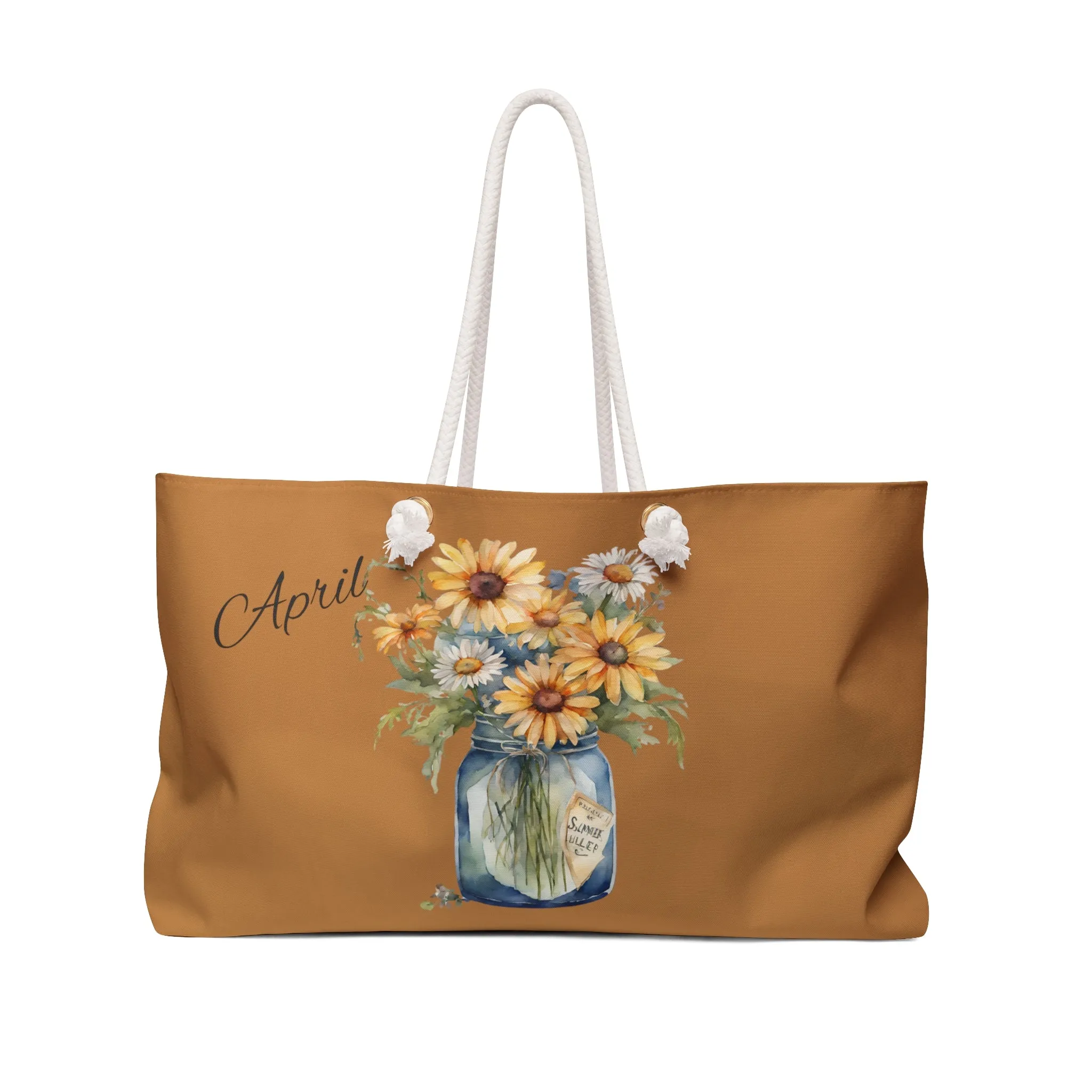 Daisey Boho Weekender Bag, April Birth Flower, Daisey Flower