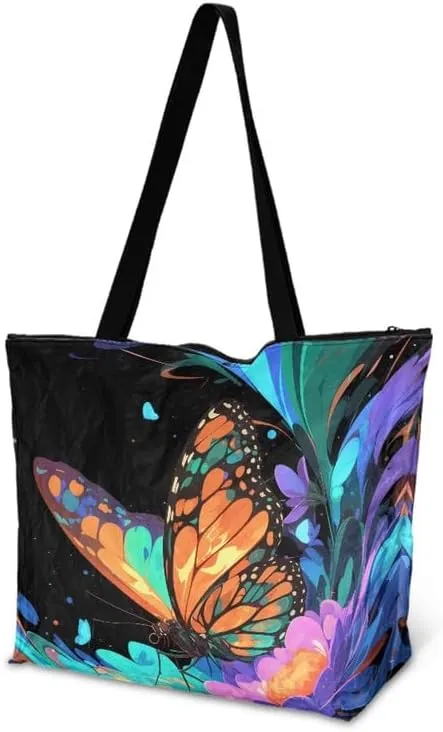 Daisy Flower Eco-Friendly Paper Tote Bag, French Bulldog Collie Dog Reusable Handbag Leopard Tote Bag for Women