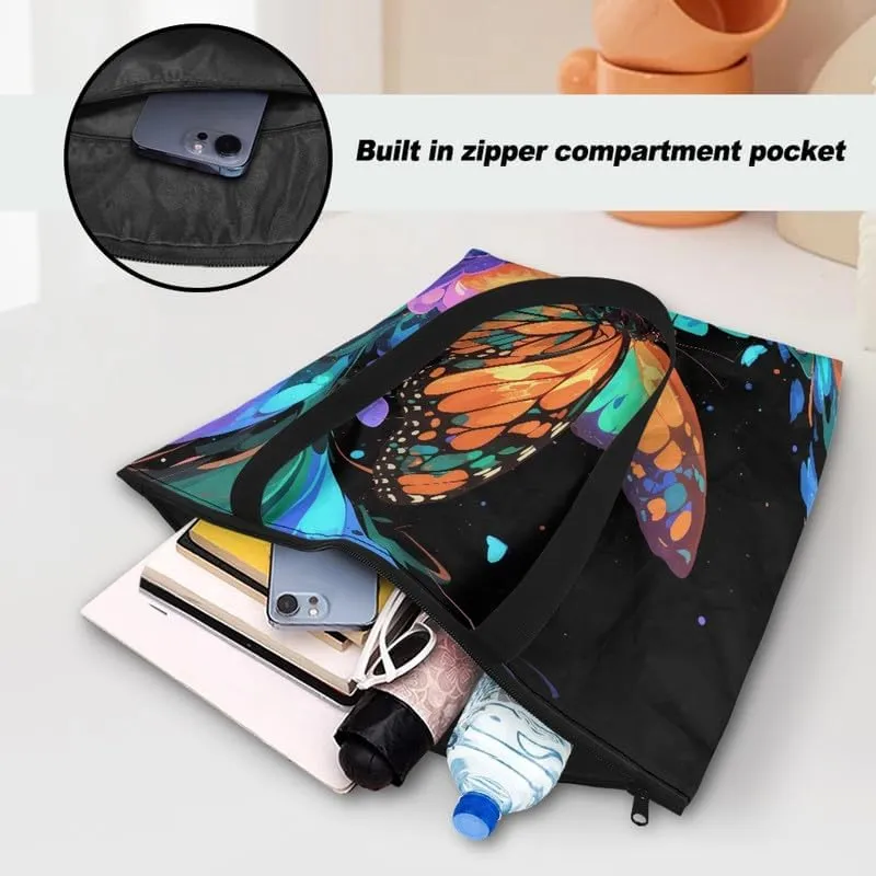 Daisy Flower Eco-Friendly Paper Tote Bag, French Bulldog Collie Dog Reusable Handbag Leopard Tote Bag for Women