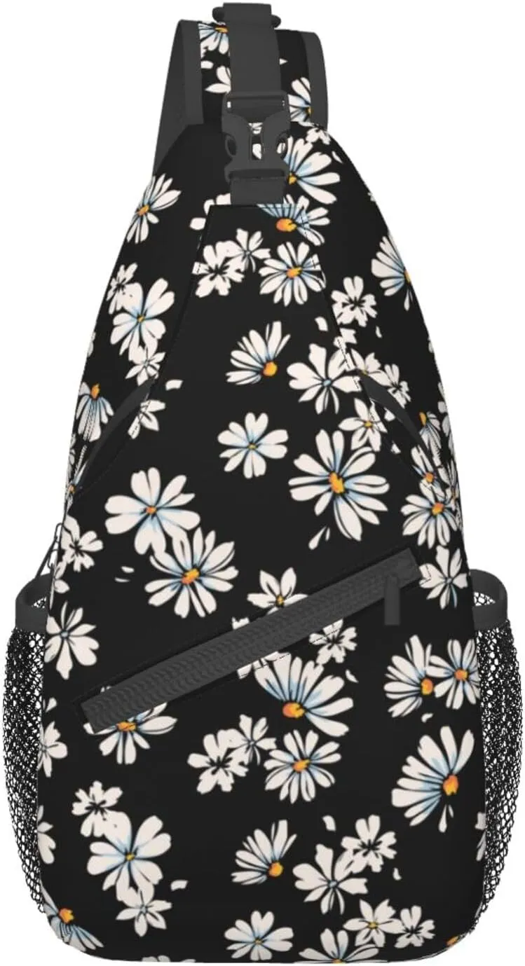 Daisy Flower Sling Backpack Chest Bag Crossbody Shoulder Bag Gym Cycling Travel Hiking Daypack For Men Women
