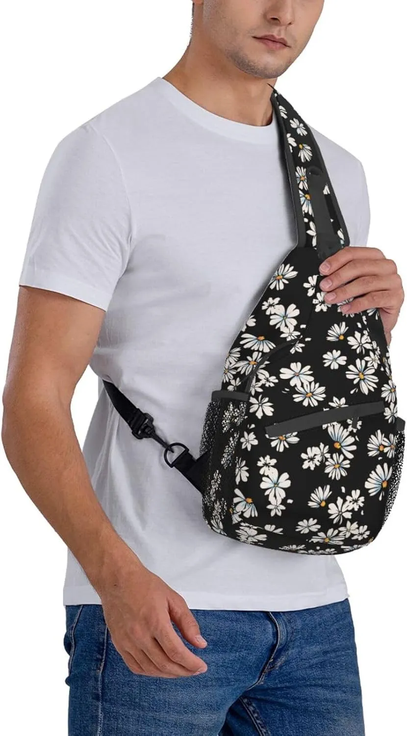 Daisy Flower Sling Backpack Chest Bag Crossbody Shoulder Bag Gym Cycling Travel Hiking Daypack For Men Women