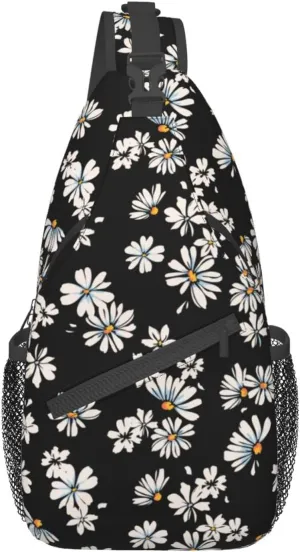 Daisy Flower Sling Backpack Chest Bag Crossbody Shoulder Bag Gym Cycling Travel Hiking Daypack For Men Women
